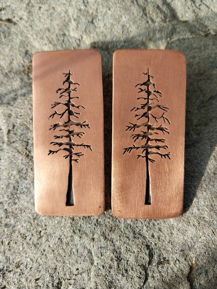 Conifer Tree Statement Studs (Copper)