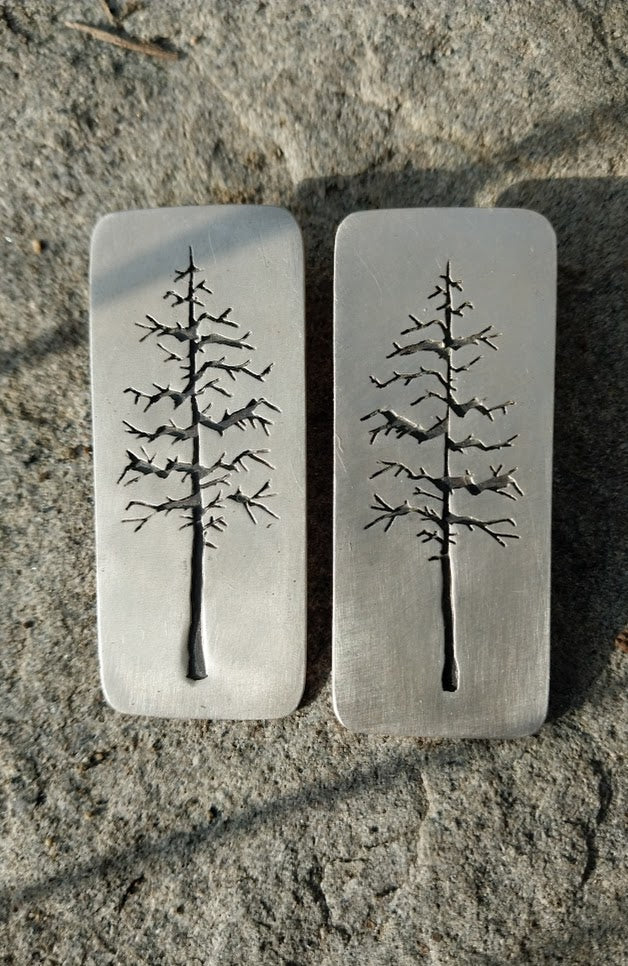 Conifer Tree Statement Studs  (Sterling Silver)