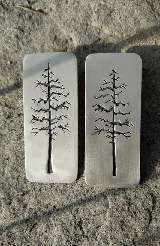 Conifer Tree Statement Studs  (Sterling Silver)