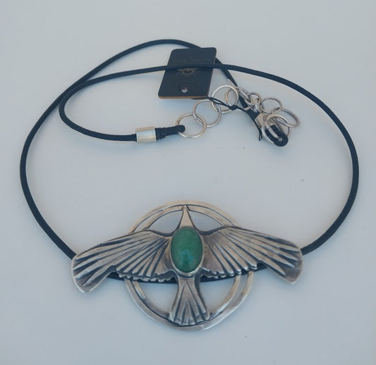 Taking Flight Necklace Single leather strap