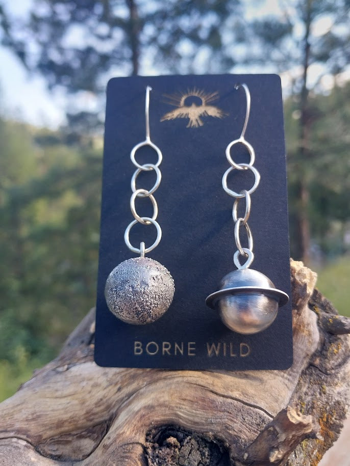 Moon & Saturn Dangles (Hollow Form)